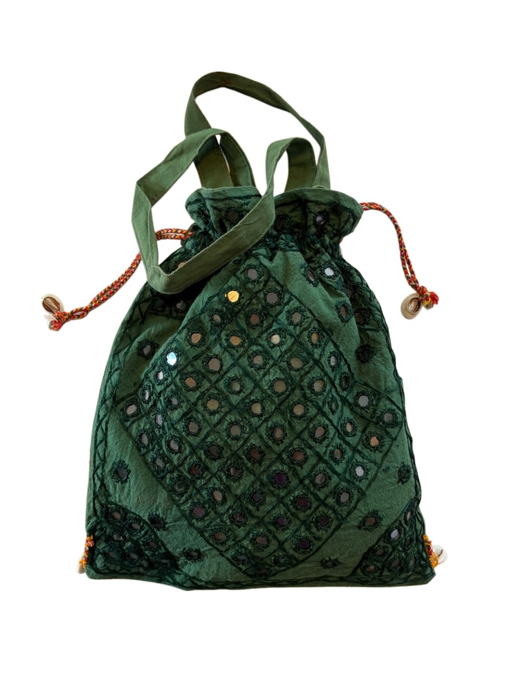 NWOT Vintage Green Embroidered Mirror Bag